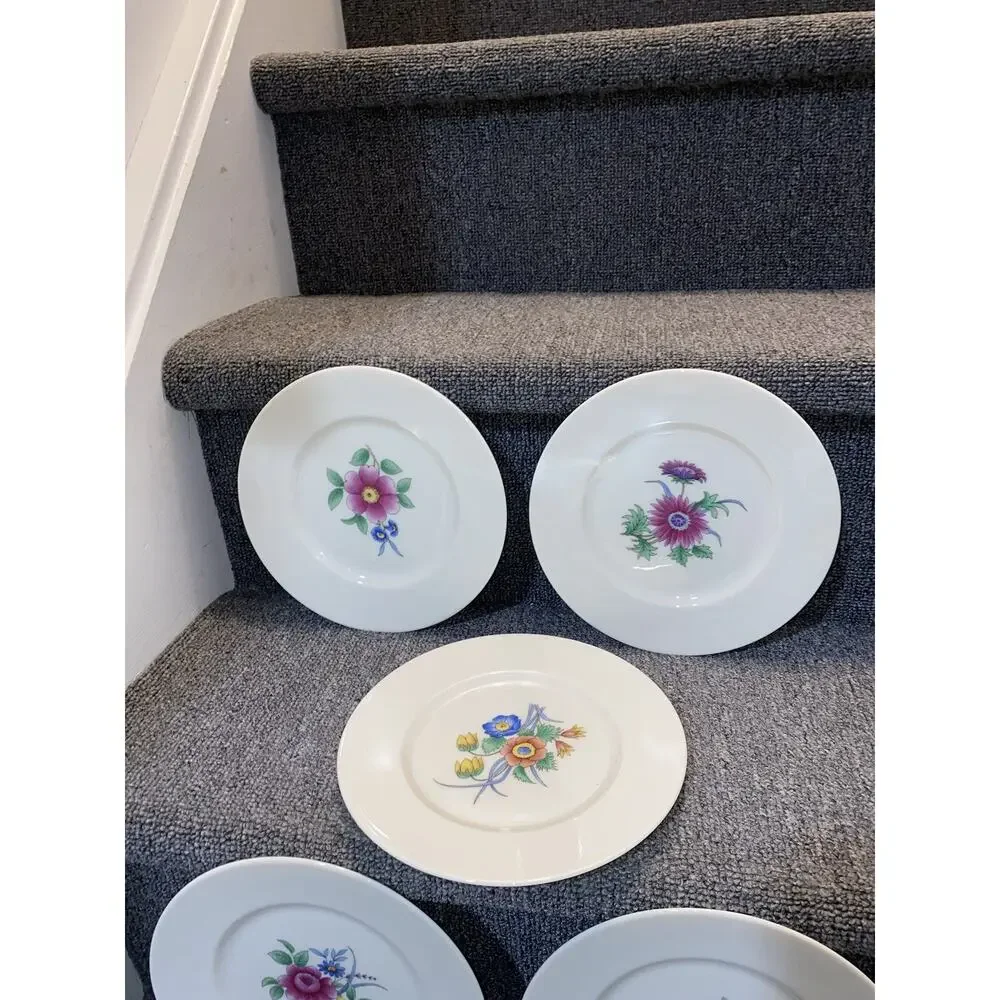 Lenox Butterfly Meadow Set of 5 Party Snack Plates Set 8” Flora Flower Lot White